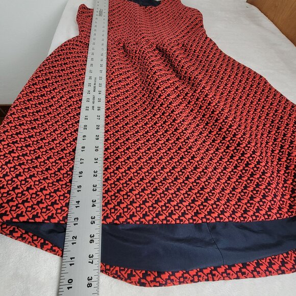 Lili Wang For Lili's Closet Red Navy Textured Sleeveless A-Line Dress Size 12 - Picture 13 of 13